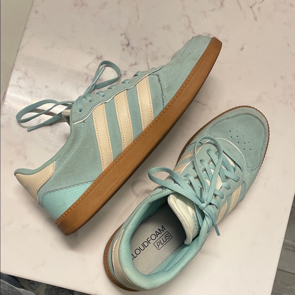 Adidas Women's Aqua and Cream Sneakers